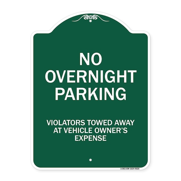 Signmission No Overnight Parking Heavy-Gauge Aluminum Architectural Sign, 24" x 18", GW-1824-9828 A-DES-GW-1824-9828 - main